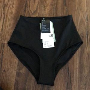 High waist black bikini bottoms